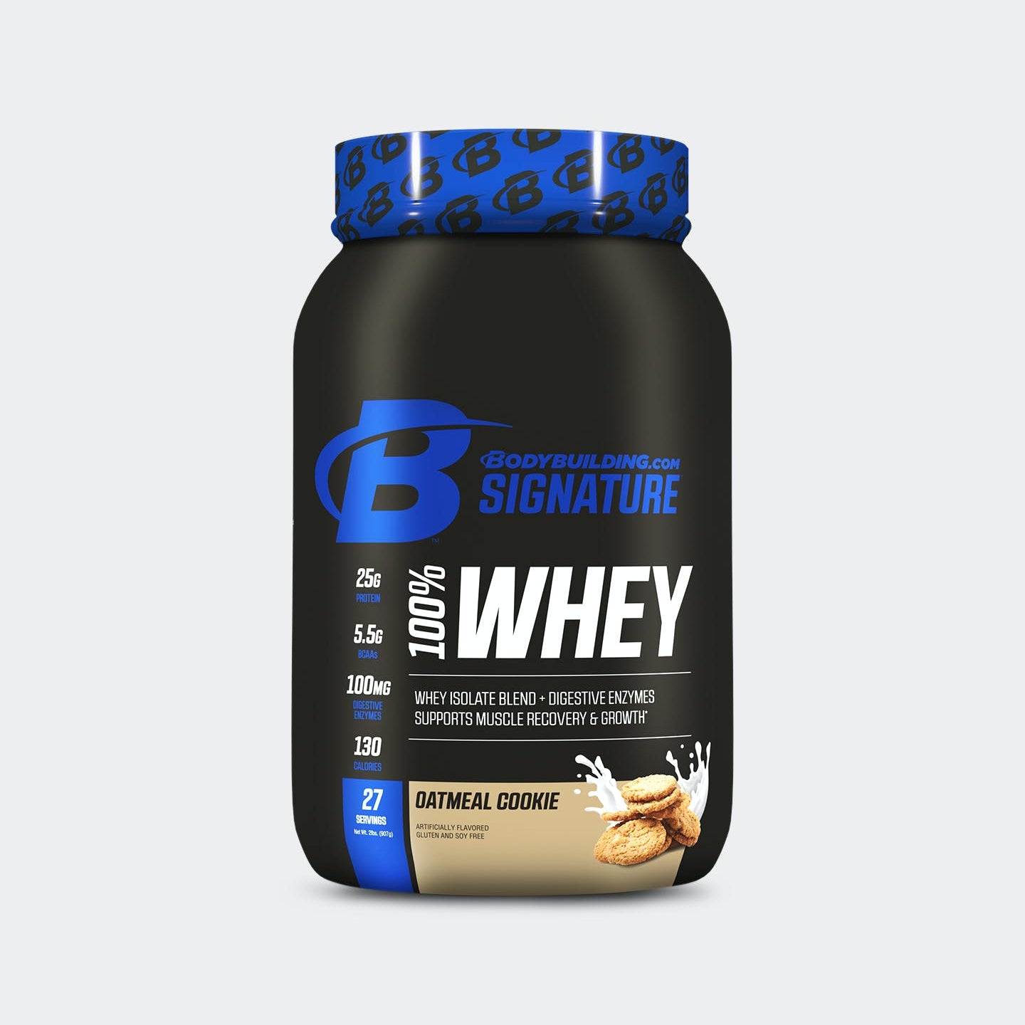 Bodybuilding.com Signature Signature 100% Whey Protein Powder, Oatmeal Cookie, 2 Lbs.