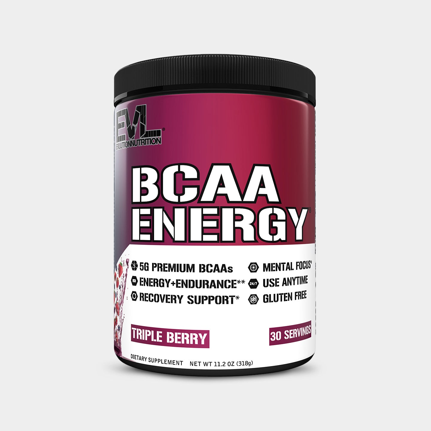 EVLUTION NUTRITION BCAA Energy Amino Acids, Triple Berry, 30 Servings