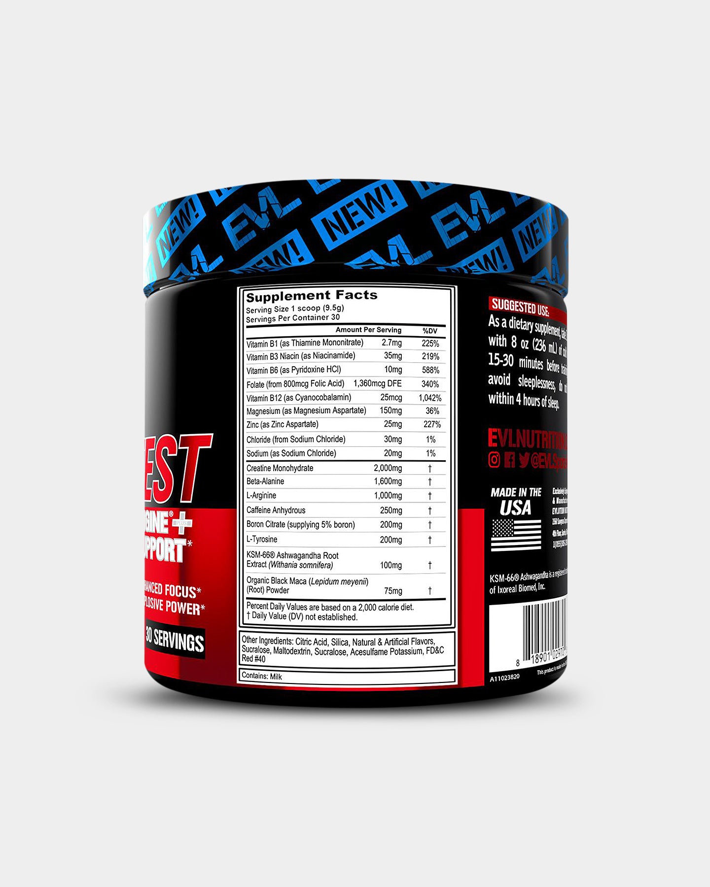 EVLUTION NUTRITION ENGN Test Pre-Workout Testosterone Support, Fruit Punch, 30 Servings A2